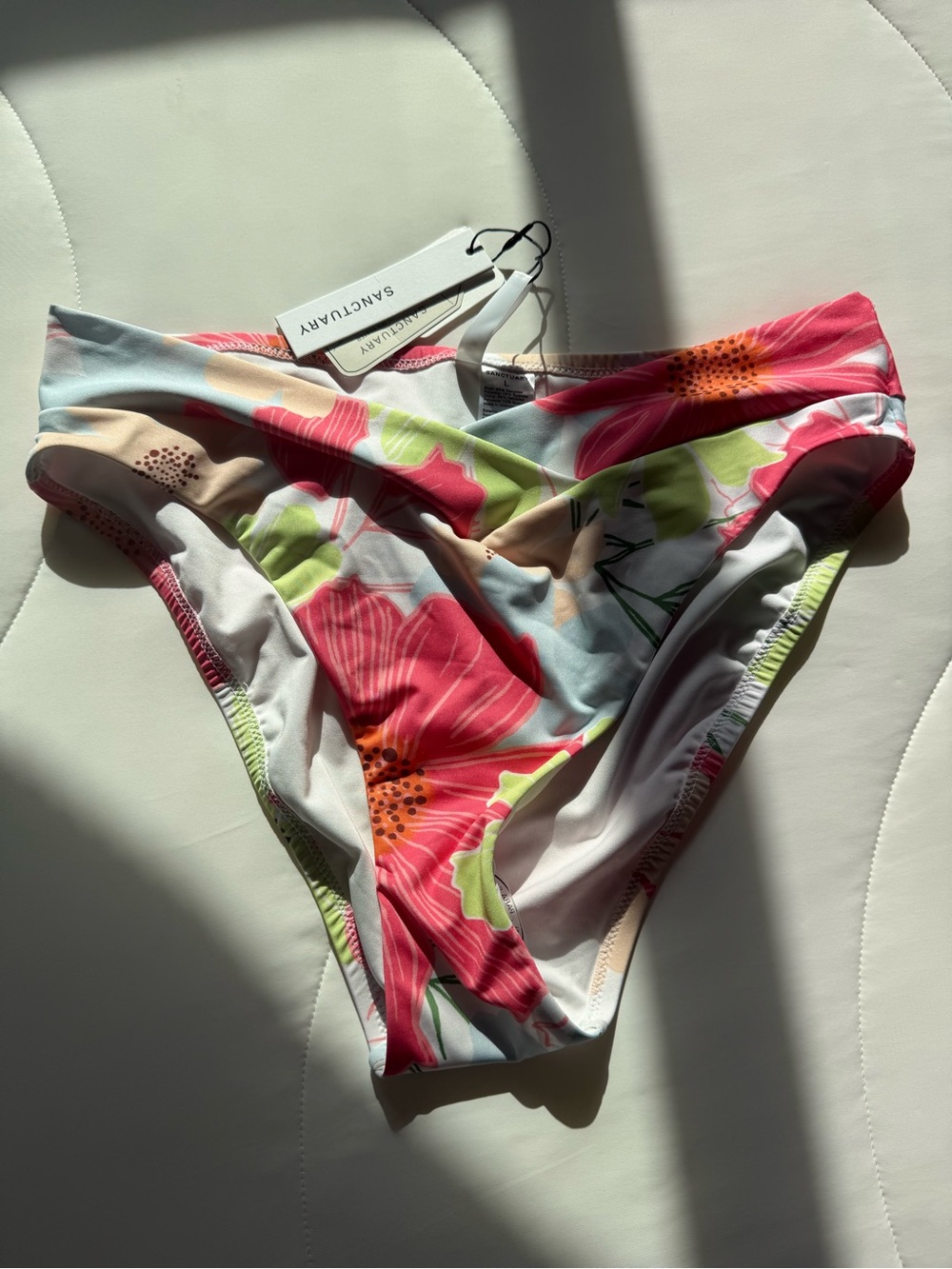 Sanctuary Tropical Floral Bikini Bottoms — Hot Pink, Lime & Cream